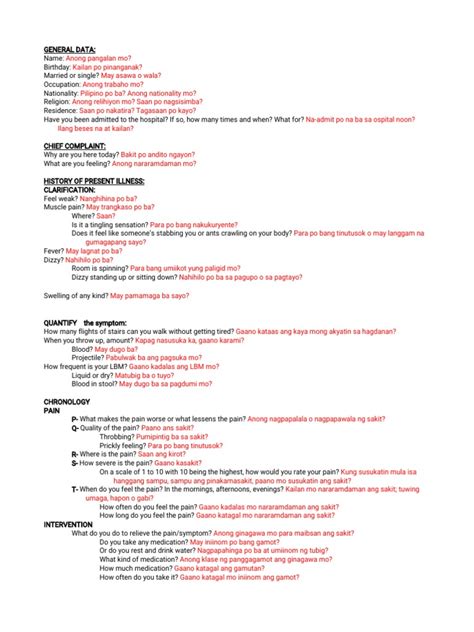 Translate medical diagnosis in Tagalog with examples .